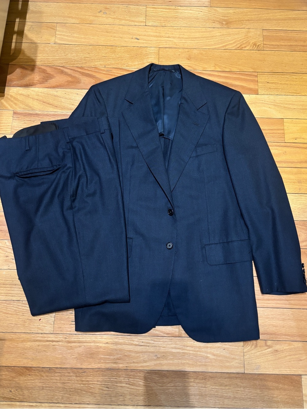 Oxxford Clothes Super 100's Navy Wool Suit Bullock & Jones San Francisco 40R 34W